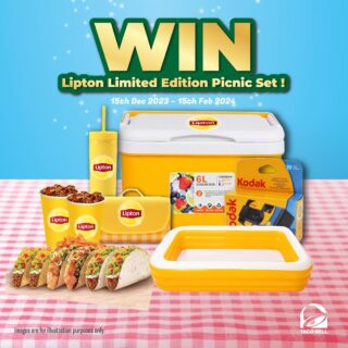🌮🍹 Indulge in the Taco Extravaganza Bundle with FREE Lipton Tea and stand a chance to win the exclusive Lipton Limited Edition Picnic Set! 🎉

How to Join this Raffle:
1. Buy the Taco Extravaganza Bundle.
2. Scan the QR code provided and submit a clear picture of your receipt.
3. Keep your receipt as proof and stand a chance to win the Lipton Limited Edition Picnic Set!

Don't miss out on the flavor and the chance to picnic in style!

#TacoBell #TacoBellMalaysia #LiveMás